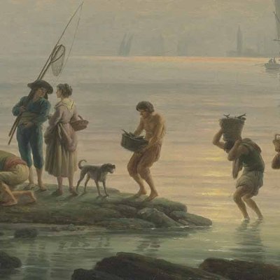 Port de mer méditerranéen avec des pêcheurs déchargeant un chalutier - Vernet
