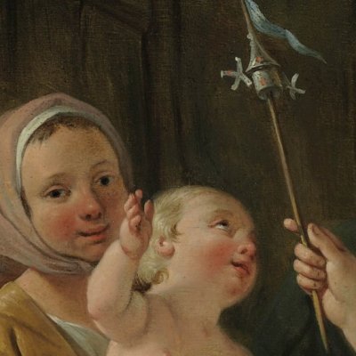 Une femme qui amuse son enfant avec un moulin à vent - Hallé