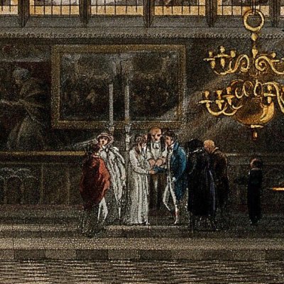 Mariage dans la chapelle de Merton College, Oxford - Bluck d'après Pugin