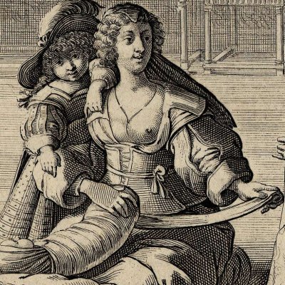 On lange l'enfant devant la cheminée (Le mariage à la ville, pl.6)