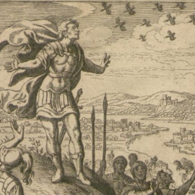 Romulus et Rémus prennent les augures  (Gottfried, Hist. Chronica, 1674)