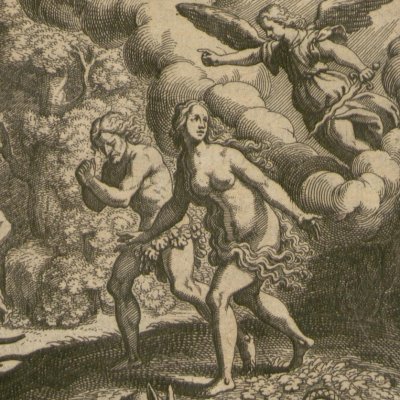Adam et Eve chassés du Paradis (Gottfried, Hist. Chronica, 1674) - Merian