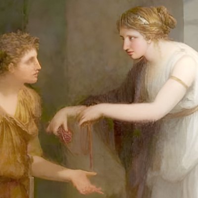 Ariane remet une pelote de fil à Thésée - A. Kauffmann