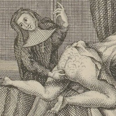 Sœur Angélique examine Sœur Agnès (La Religieuse en chemise, 1746, 1er entretien)