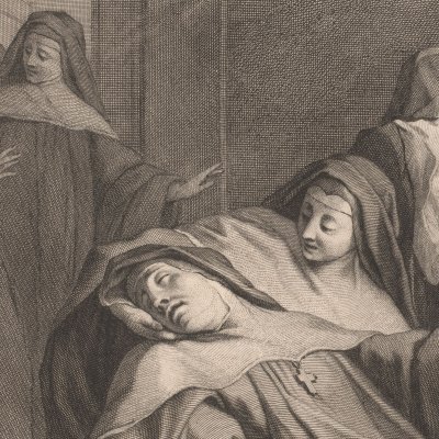 La mort de sainte Scholastique - Audran d'après Restout
