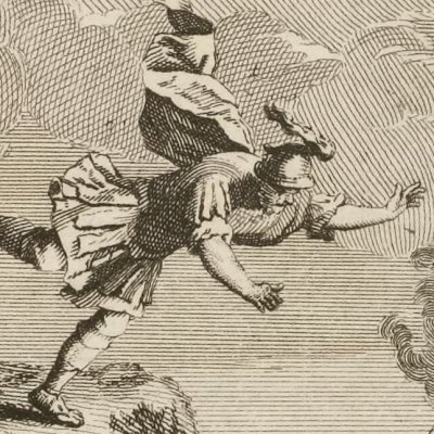Mentor se précipite avec Télémaque dans la mer (Télémaque, 1717, livre VII) - Bonnart 