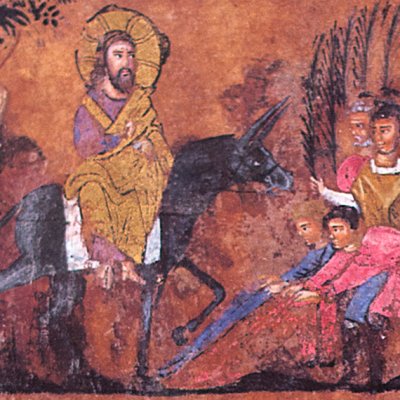 Jésus entre à Jérusalem (Codex purpureus rossanensis)