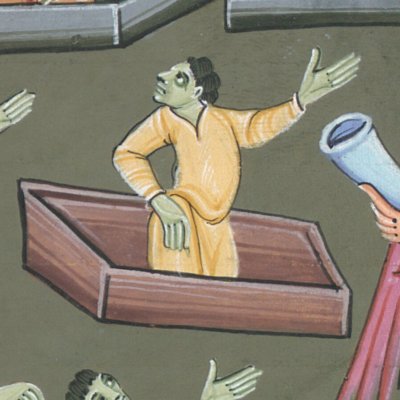 Les quatre anges retenant les quatre vents de la Terre (Péricopes de Henri II, F201v)