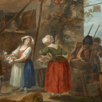 Marchandes ambulantes à l'entrée d'une taverne - Charpentier