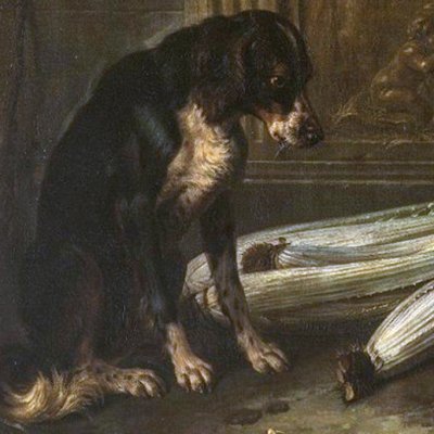 Nature morte au gibier, avec chien, chat, lièvre et bas-relief (version de l'Ermitage) - Desportes