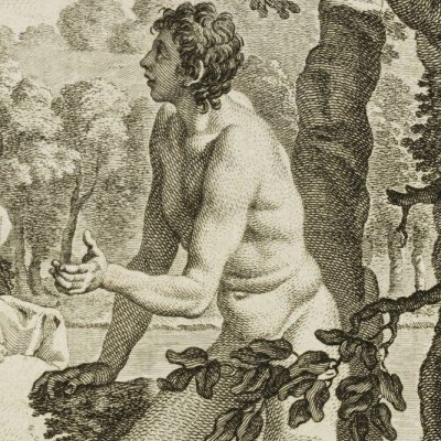Adam raconte à Raphaël son amour pour Eve. Raphaël s'en va (Milton, Paradis perdu, livre VIII) - Hayman