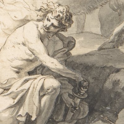 Mercure s'apprête à tuer Argus, qu'il a endormi de sa flûte - Godfried Maes