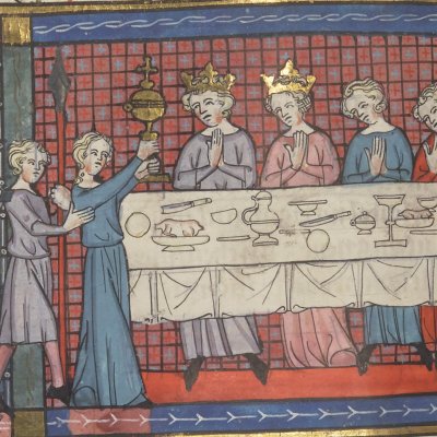 Cortège du graal (Continuation de Perceval, Bnf Français 12577, f74v) 
