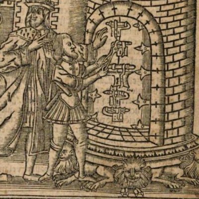 Frontispice de La Cronica del rey don Rodrigo de Pedro de Corral, Tolède, Iuan Ferrer, 1549