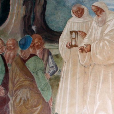 Evangélisation des habitants de Monte Cassino (Monte Oliveto, Vie de saint Benoît) - Signorelli