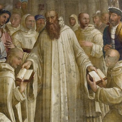 Benoît envoie Maur en France et Placide en Sicile (Monte Oliveto, Vie de saint Benoît) - Le Sodoma