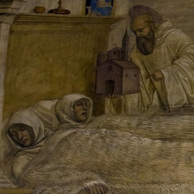 Benoît ordonne la construction d'un monastère (Monte Oliveto, Vie de saint Benoît) - Le Sodoma