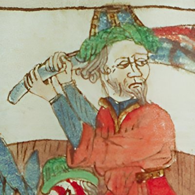 Shamgar tue 600 Philistins (Speculum humanæ salvationis 10B34)