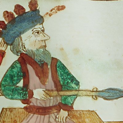 Saül pointe sa lance sur David qui lui jouait de la harpe (Speculum humanæ salvationis 10B34)