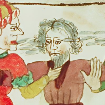 Hur meurt sous les crachats pour avoir refusé d'adorer le veau d'or (Speculum humanæ salvationis 10B34)