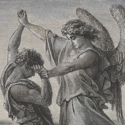 Lutte de Jacob avec l'ange (La Sainte Bible, Mame, 1866) - G. Doré