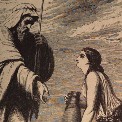 Le serviteur d'Abraham et Rebecca au puits (Illustrirte Pracht-Bibel, 1862) - Otto Delitsch