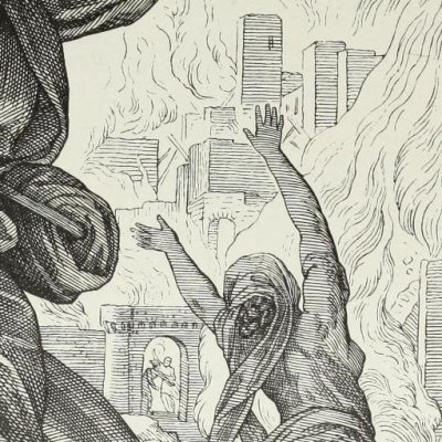 Loth fuit Sodome (Die Bible in Bildern, 1860) - Julius Schnorr von Carolsfeld 