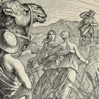 Rebecca reconnaît Isaac au loin (Die Bible in Bildern, 1860) - Julius Schnorr von Carolsfeld