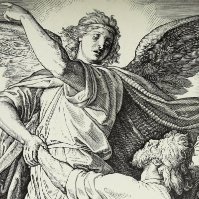 Lutte de Jacob avec l'ange (Die Bible in Bildern, 1860) - Julius Schnorr von Carolsfeld