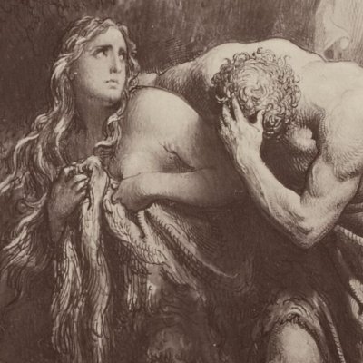 Adam et Ève chassés, autre version (La Sainte Bible, dessins photographiés, 1868) - G. Doré