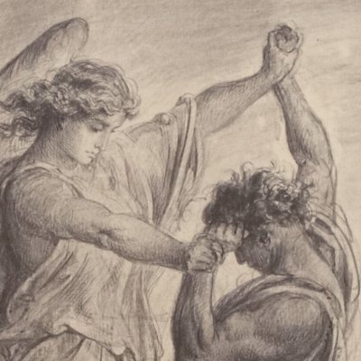 Lutte de Jacob avec l'ange (La Sainte Bible, dessins photographiés, 1868) - G. Doré
