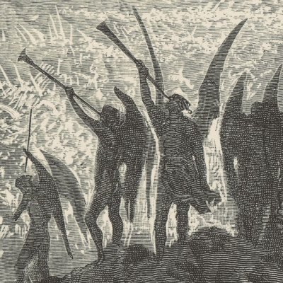 Angels of Heaven blow their trumpets in victory (Milton's Paradise Lost, 1866) - Gustave Doré 