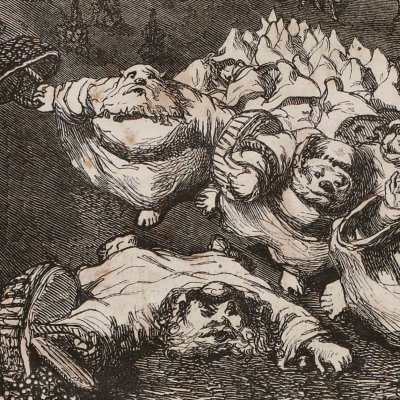 Débandade des moines de Sévillé (Rabelais, Gargantua, 1858) - Gustave Doré