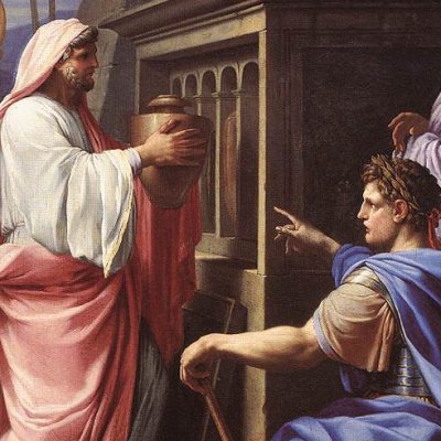 Caligula déposant les cendres de sa mère et de son frère dans le tombeau de ses ancêtres - Le Sueur