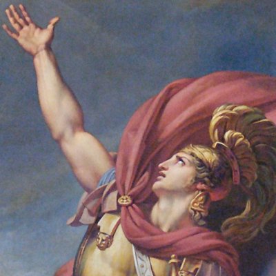  L'Eau. Achille près d'être englouti par le Xanthe et le Simoïs, irrités du carnage qu'il a fait des Troyens - Couder
