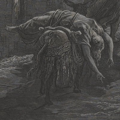Le lévite d'Ephraïm emmène le corps de sa femme (La Sainte Bible, Mame, 1866) - G. Doré