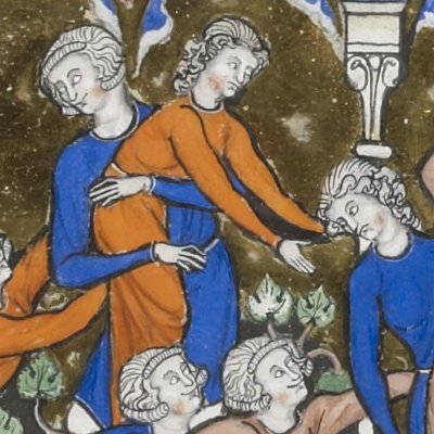 Enlèvement des filles de Silo (Psautier de Saint Louis, F66r)