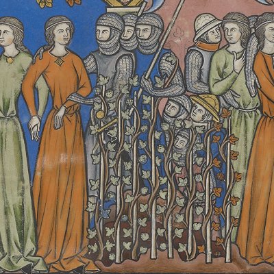 Enlèvement des filles de Silo. Loyauté de Ruth à Noémi (Bible de Maciejowski, fol. 17r°)