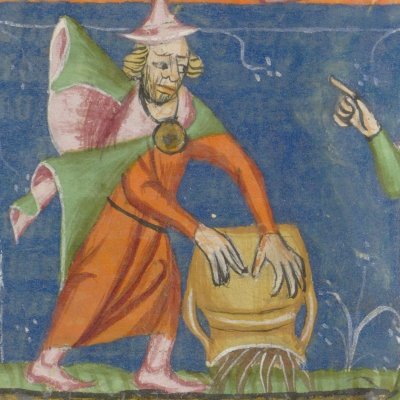 Josué tire au sot les territoires des sept tribus sans héritage (Rodolphe d'Ems, Histoire universelle, fol. 163r)