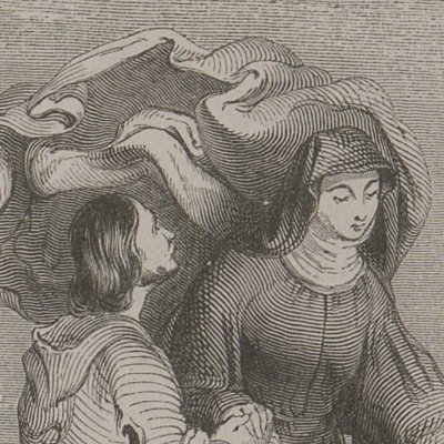 Fuite d'Héloïse sous l'habit de religieuse (Lettres d'Abailard et d'Héloïse, 1839) - Gigoux