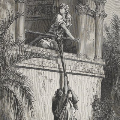 Évasion de David (La Sainte Bible, Mame, 1866) - G. Doré