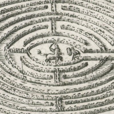 Thésée et Ariane devant le labyrinthe (Metamorphoseon) - Crispin de Passe l’Ancien