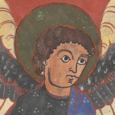 Ostension de l'Evangile de Marc par deux anges (Beatus de Saint-Séver)