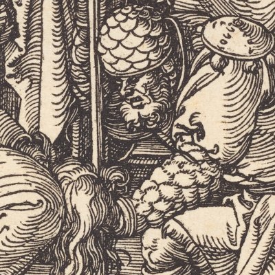 Le Christ devant le grand prêtre Anne (Petite Passion) - Albrecht Dürer