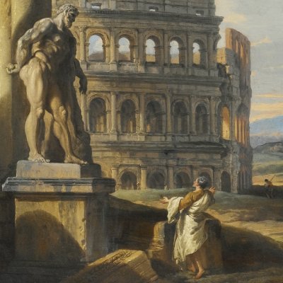 Caprice architectural avec l'Hercule Farnèse dans les ruines du forum romain - Panini