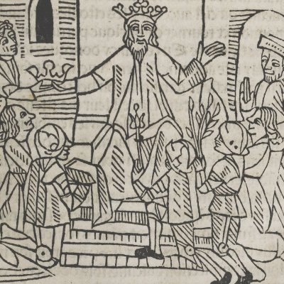 Le roi Cadmus invente l'écriture (Livre des Énéydes, 1483)
