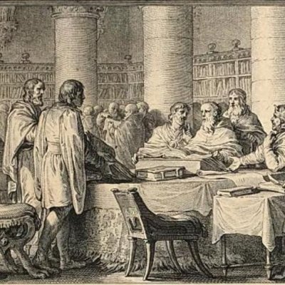 Rétablissement des études en Occident. Année 780 - Langlois d'après Moreau le Jeune
