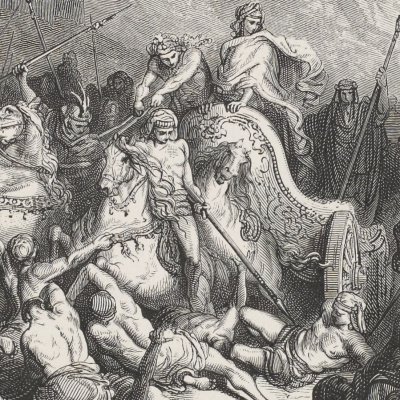 Achab tue cent mille Syriens (La Sainte Bible, Mame, 1866) - G. Doré