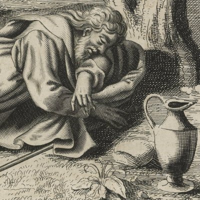 La fuite d'Elie (The history of the Old Testament, 1688, n°113) - Bouche d'après Freman