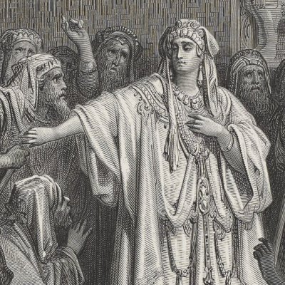 Queen Vashti refusing to obey the orders of Ahasuerus (La Sainte Bible, Mame, 1866) - G. Doré